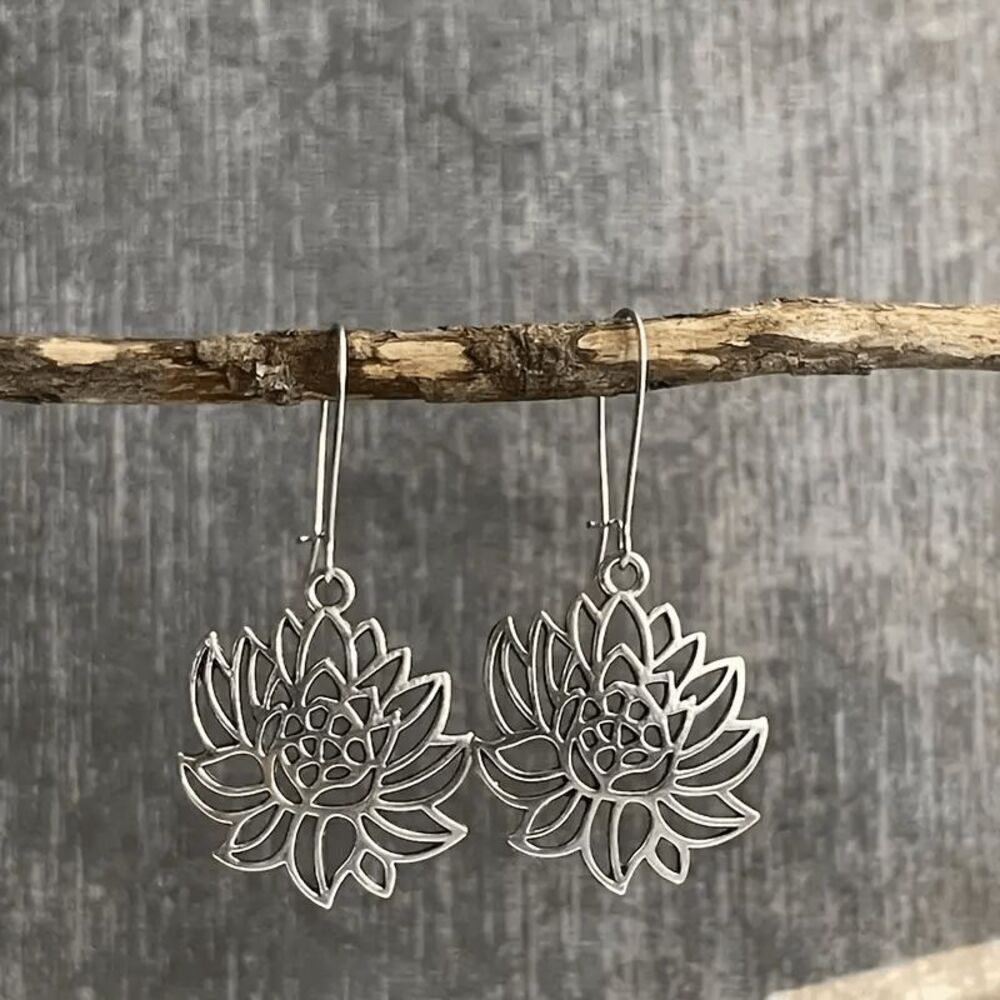 Boho Lotus Flower Earrings
